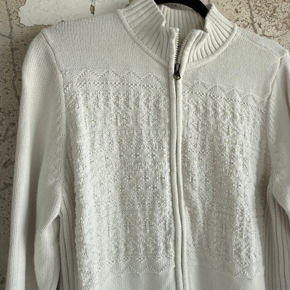 Christopher & Banks Cardigan Textured Knit Full Zip Sweater Costal Grandma L - Picture 2 of 6